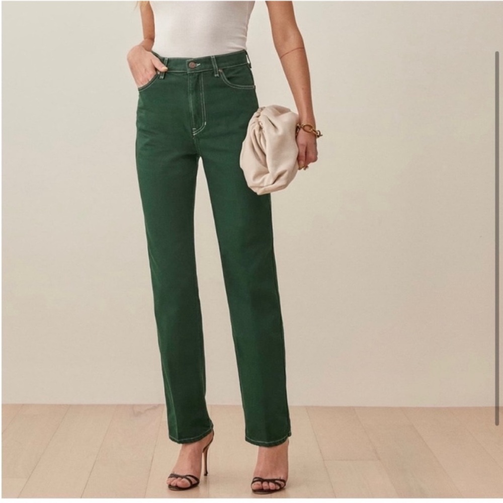 Reformation Cowboy Straight Jeans Emerald Size 25 - Picture 2 of 4